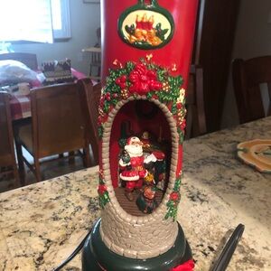 Holiday Creations 1995 Santa  by Fireplace Light Up Candle With Cord - Vintage